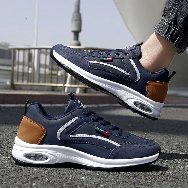 Luxury Sneakers Summer Thick Soled Fast Drying Anti Slip Height Increasing Walking Shoes PU Leather Footwear Tennis for Men