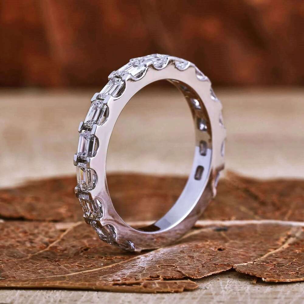 Igi CVD HPHT Lab Grown Created Diamond 14K 18K Solid Gold Eternity Wedding Matching Band Ring Minimalist Iced Crushed For Women