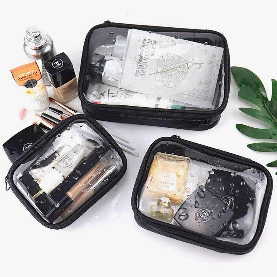 Clear Bag,Waterproof Women Carry on Makeup Bag, Toiletry Brush Organizer Pouch, PVC Travel Make Up Kit Bags Y260206