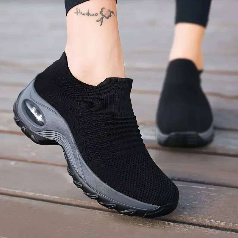 2025 Summer Knitting Sock Flat Casual Breathable Sneakers Flats Walking Shoes for Women