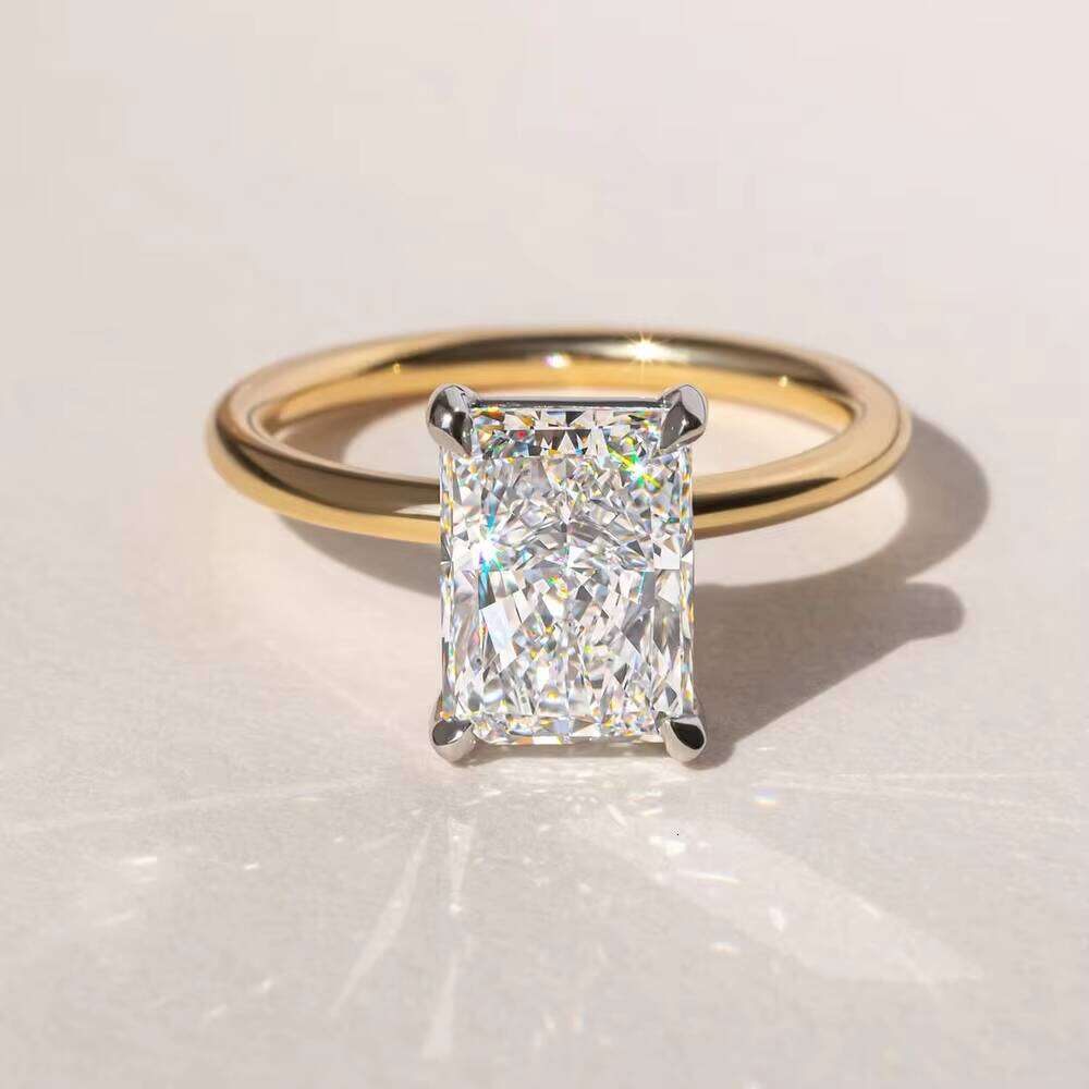 Factory Price Radiant Cut Moissanite Bridal Ring Gold Silver Platinum Setting Global Shipping In Wholesale