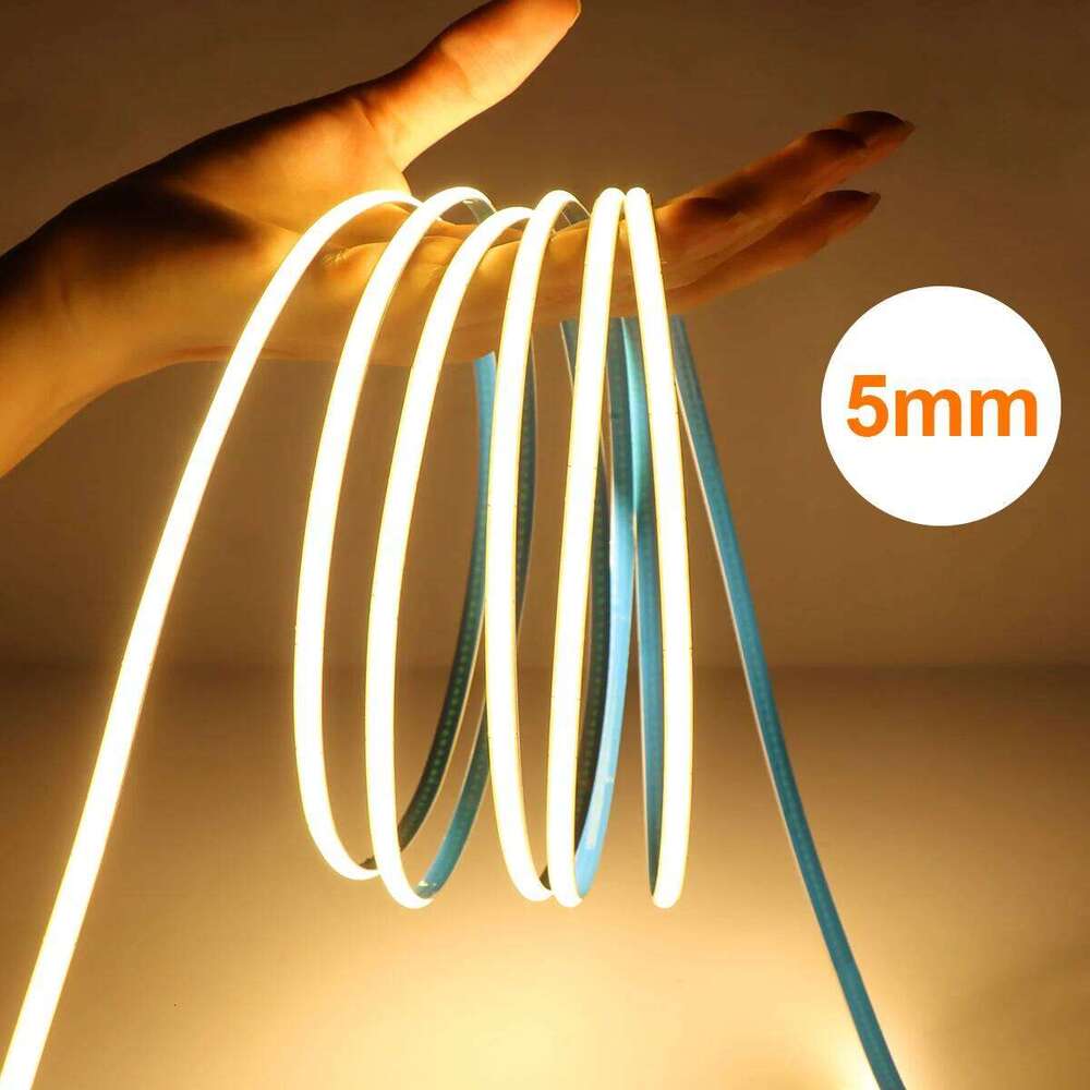 5mm Ultra Thin DC 12V COB Strip Light 320LEDs/M Flexible Ra90 Linear LED Tape Ribbon for Room Home Decor 3000K 4000K 6000K Z260206