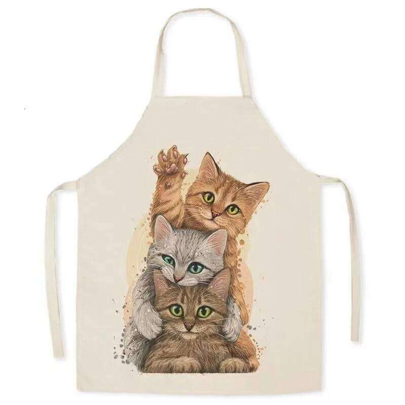Cartoon puppy pattern adult home anti-oil stain sleeveless bib men's linen kitchen cooking baking apron S260205