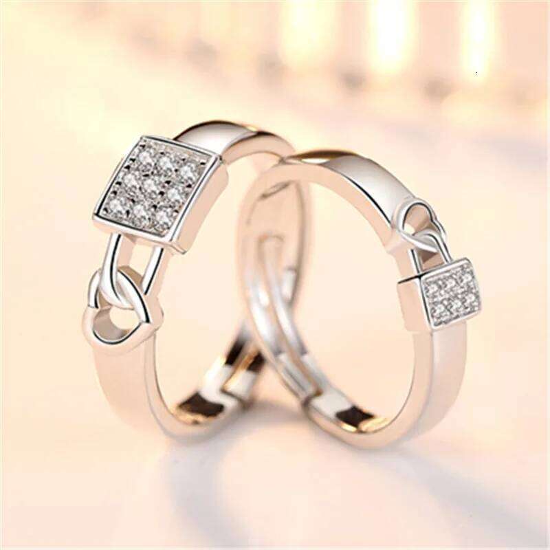 New Silver Plated Couple Ring For Lovers Forever Endless Love Heart Zircon Open Rings Wedding Engagement Anniversary Jewelry W260206