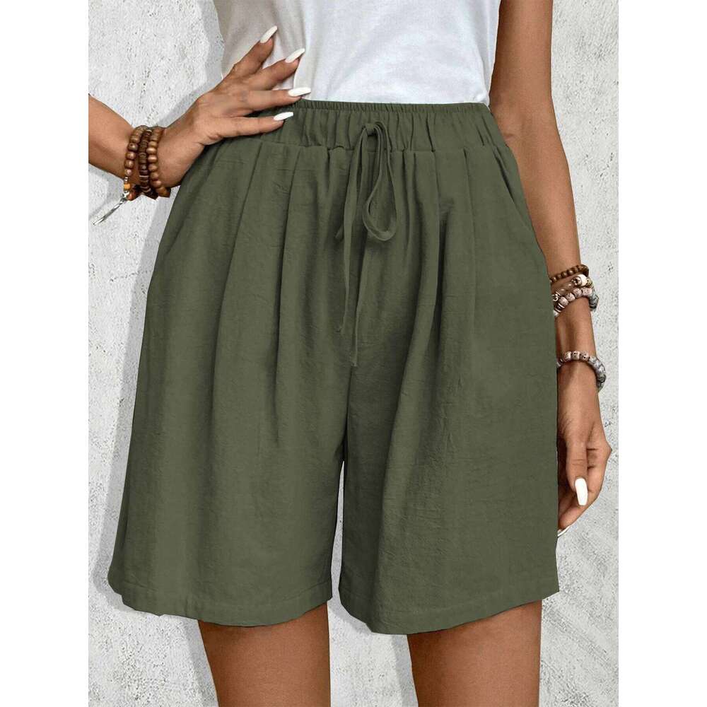 Womens Solid Color Fashion Casual Elegant Shorts Versatile Daily Sports Style Slim and loose fitting straight leg pants XJ260206