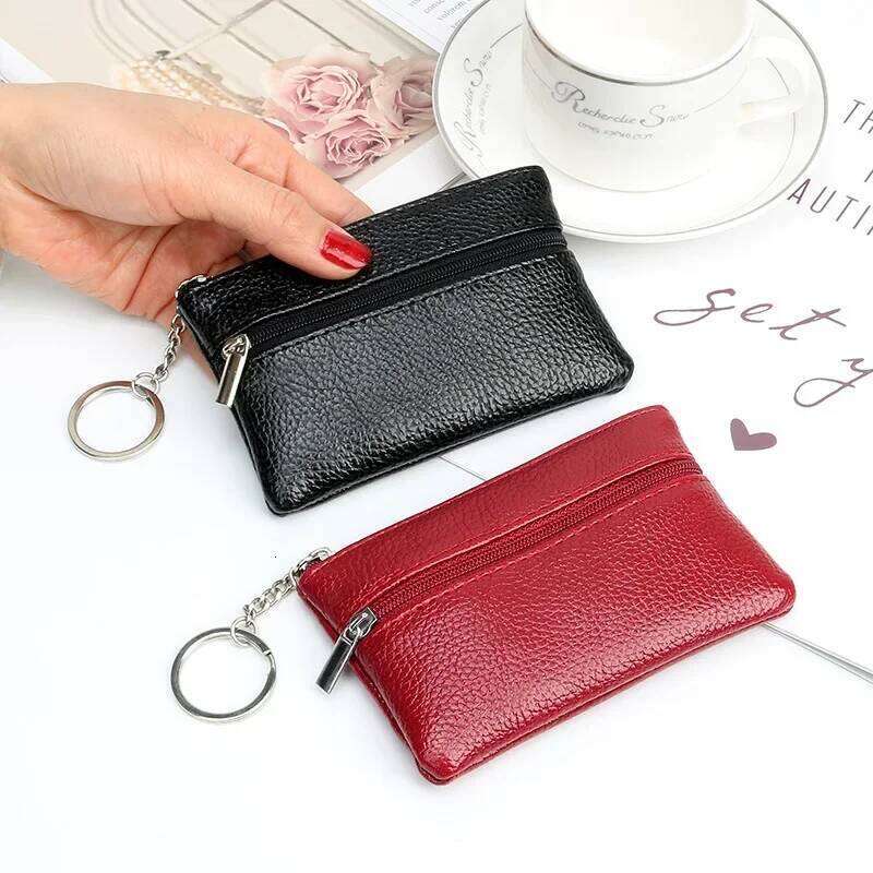 2024 New Leather Purse Women Mini Change Purses Kids Coin Pocket Wallets Key Chain Zipper Pouch Card Holder Wallet Y260206