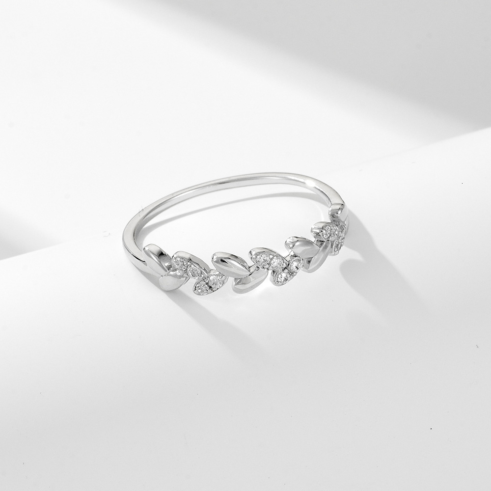 INS Light Luxury Niche Design Diamond-Studded Wheat Spike Pure Silver Minimalist Style High-End Versatile Ring Jewelry