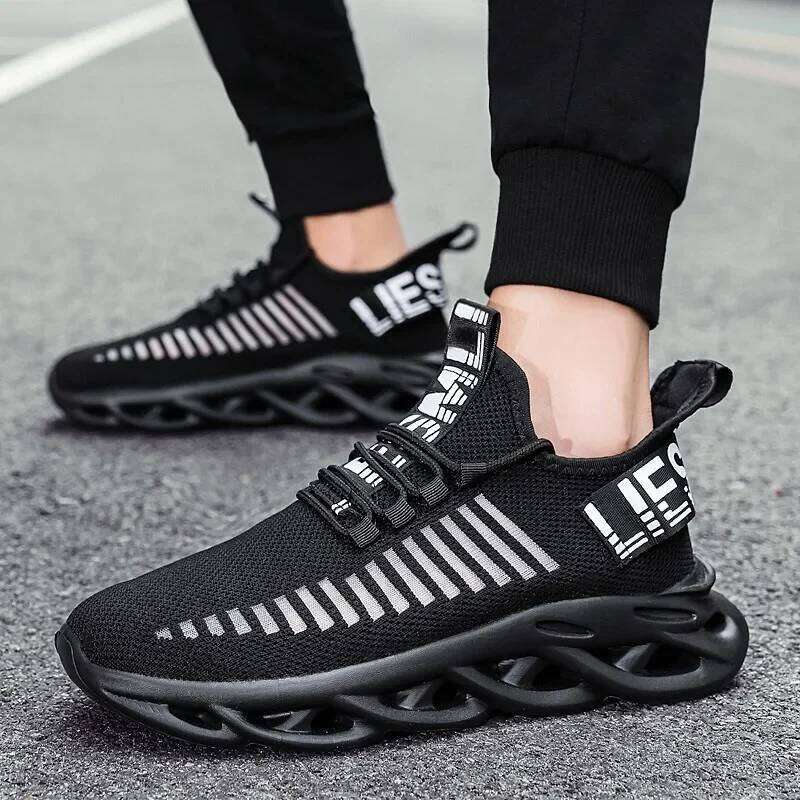 Men's Comfortable Lace Up Tennis Lightweight Running Shoes Size 38-46 Black Couple Walking Sneakers