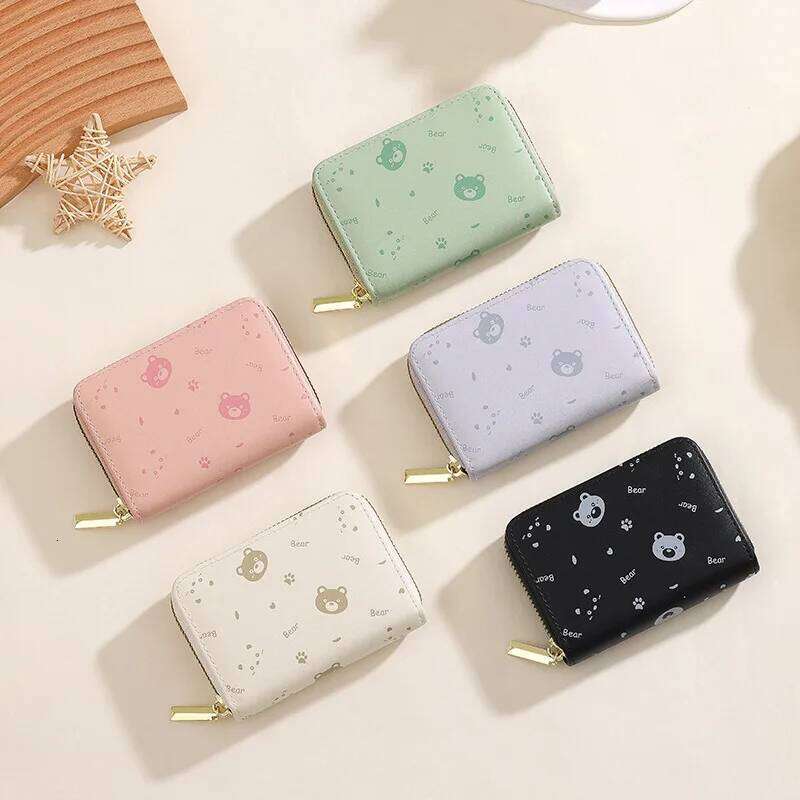 Cute little bear cartoon purse mini student accordion card coin storage bag wholesale wallet ins Y260206