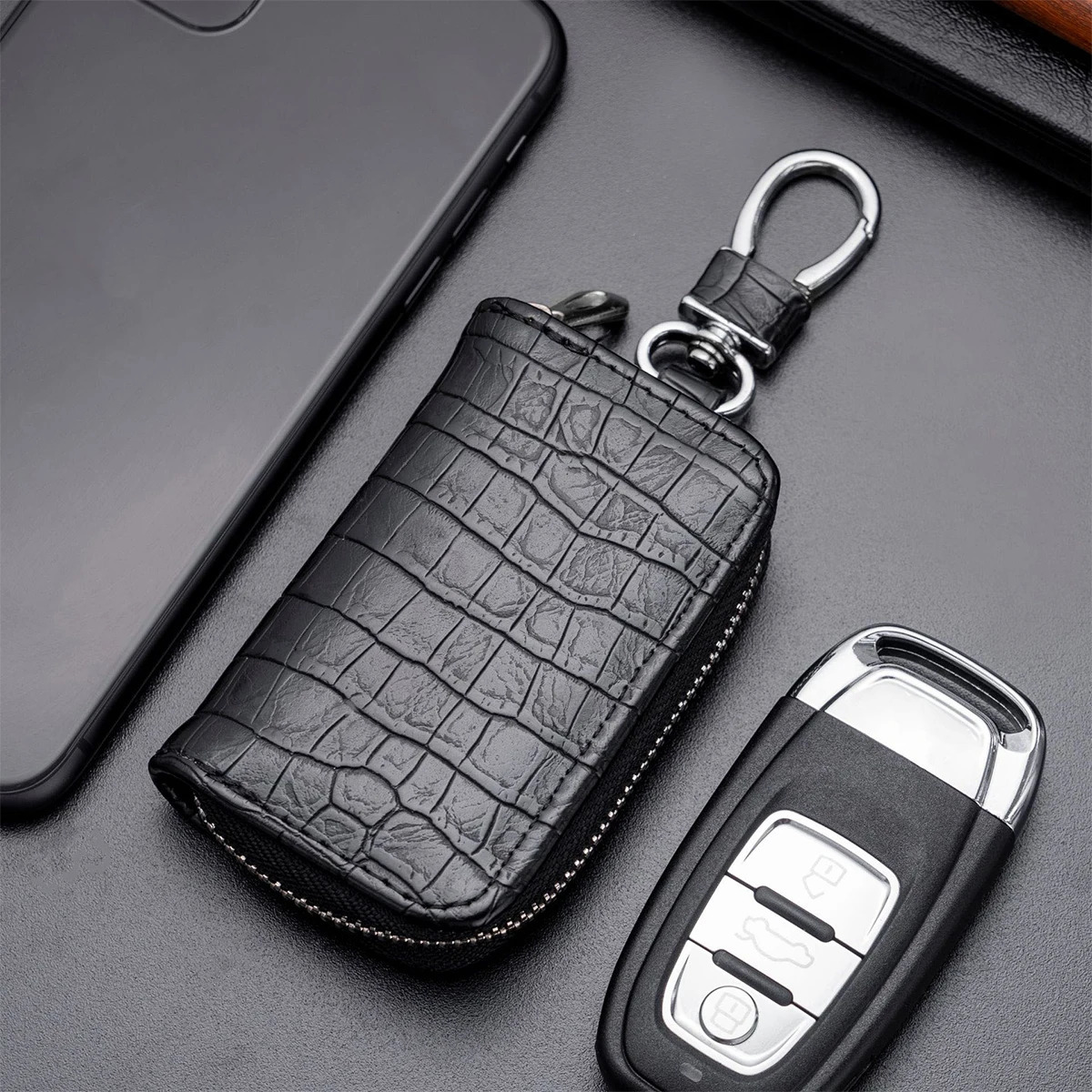 Customized name mens crocodile leather car key case with crocodile pattern car key box protective case automotive supplies 260129