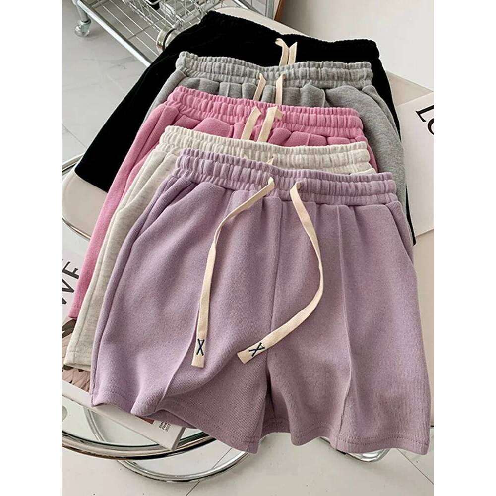 AOSSVIAO 2025 Summer Shorts Women Elasticity Lovely Girls Korean Style Sweet Students Harajuku Simple Pure Gray Trousers Female XJ260206