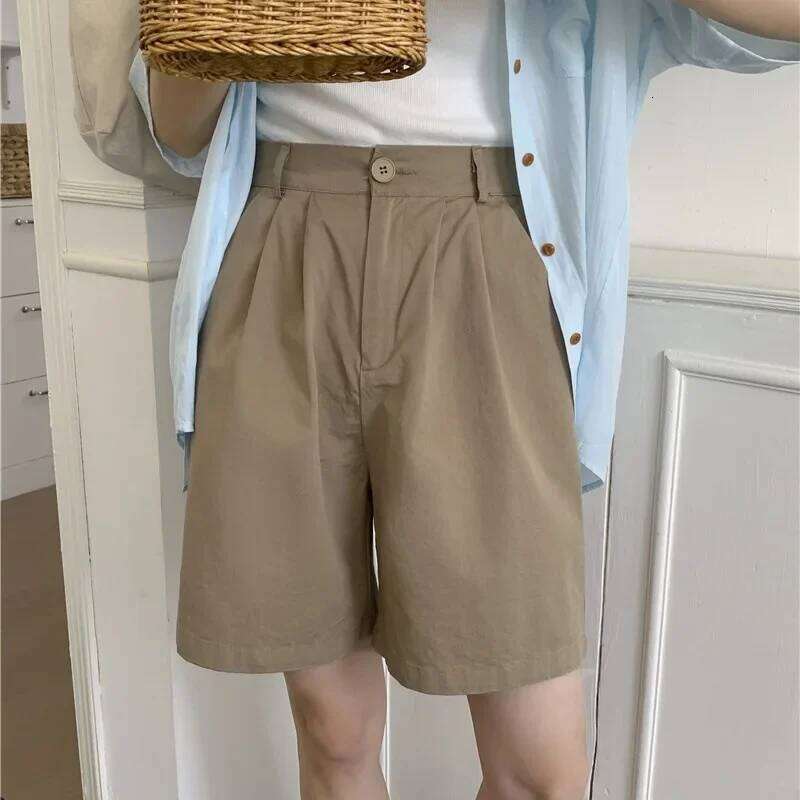 Summer New Loose Washed Cotton Straight Wide Leg Shorts Five Parts Pants Women's Casual Versatile Trousers Japanese Style XJ260206