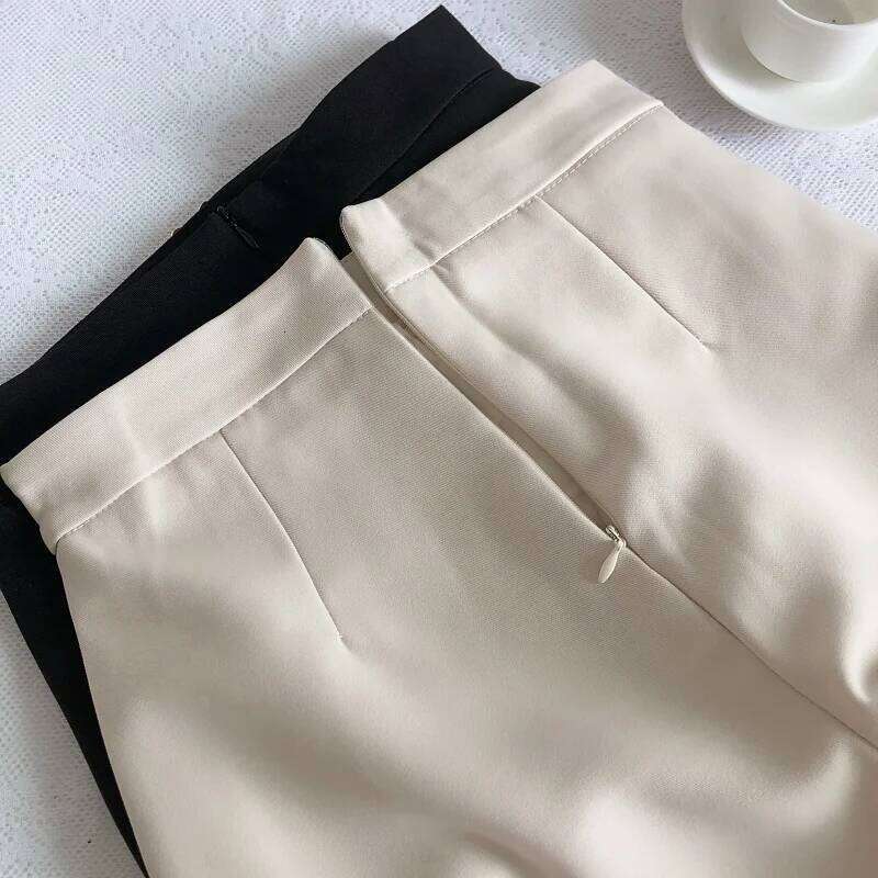 ITOOLIN Casual Fashion Chain Suit High Waist Slim A-line Shorts Office Loose Straight Trousers Women 2024 Summer H260206