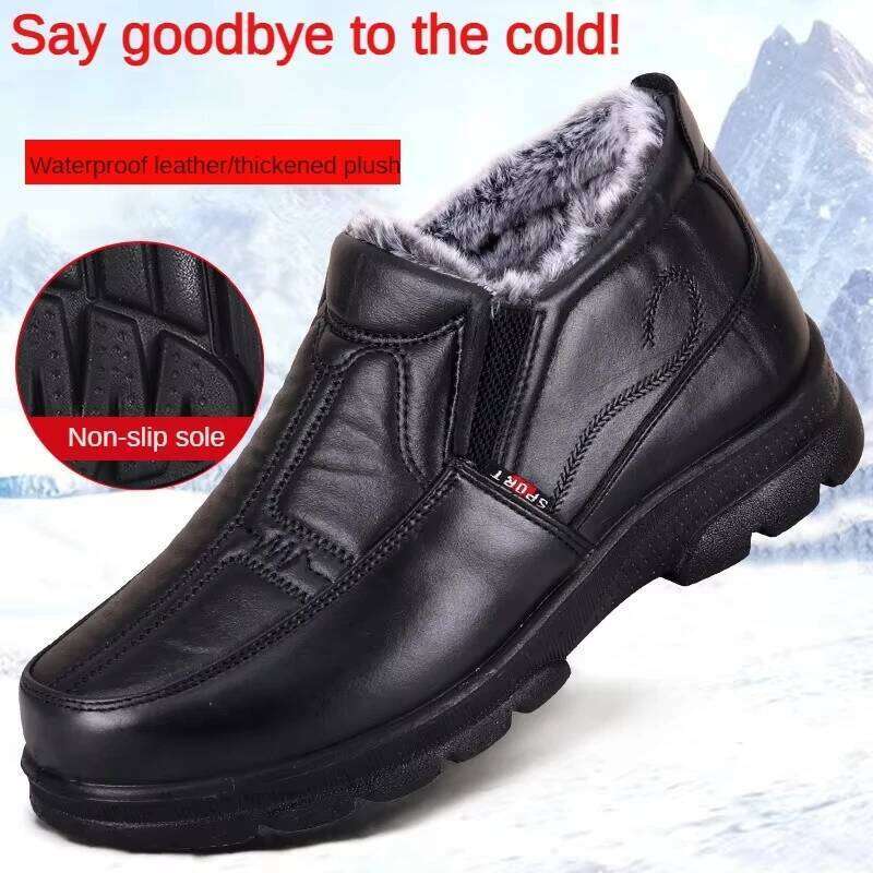 Men's snow outdoor winter waterproof leather men's boots cheap shoes clearance free shipping
