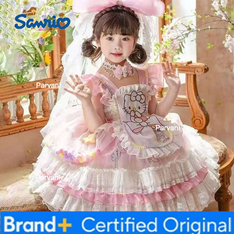 Sanrio Hello Kitty Lolita Party Skirt Girl Kids Dress Child Girls Clothes Kawaii Anime Birthday Gift H260206 - view 4