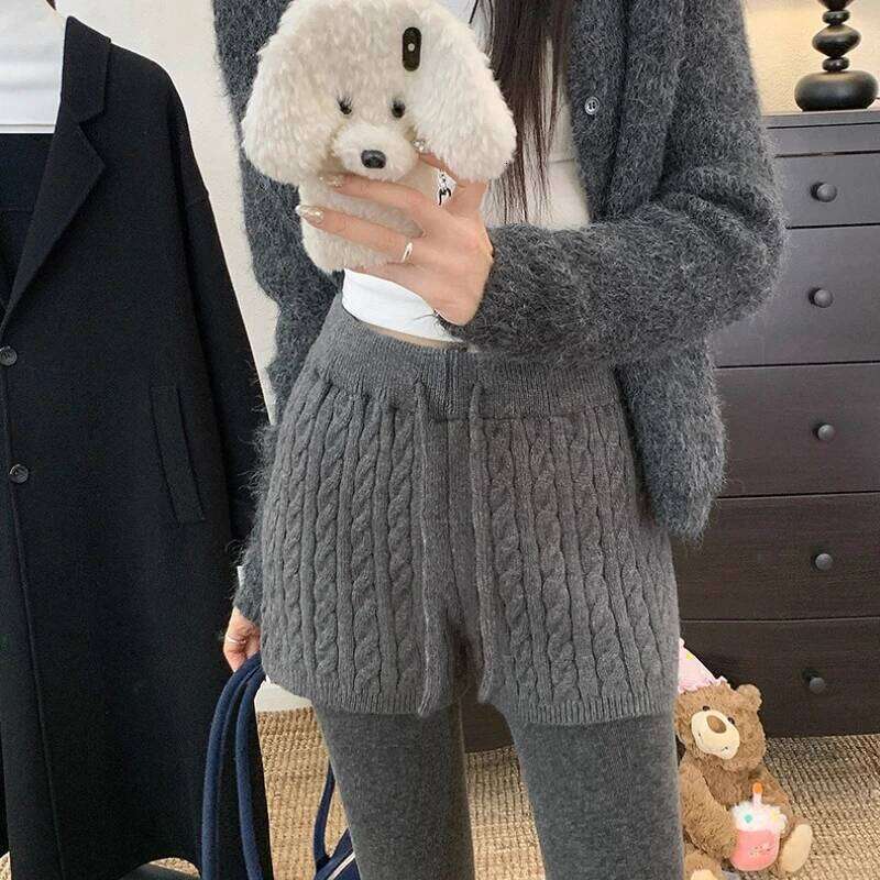 ITOOLIN New Retro Simple Elastic Waist Twist Knitted Sport Shorts Women's Casual Slimming Outdoor Sportswear XJ260206