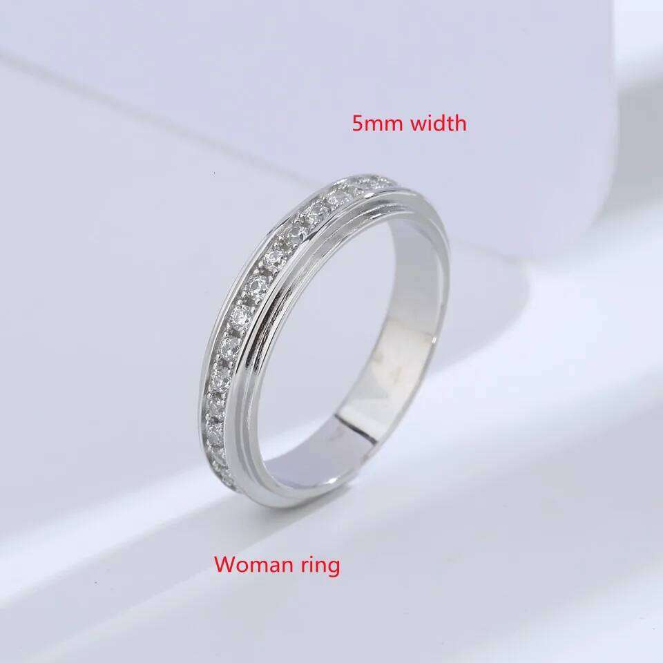 Buyee 925 Sterling Silver Couples Sets White Zircon Sweet Lovers Ring for Women Men Classic Wedding Fine Jewelry Circle W260206