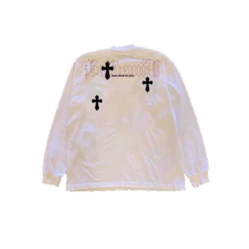 300g Heavyweight Pure Cotton! American Style Cross Oversize Long Sleeve T-Shirt for Men and Women, Loose Retro Couple Shirt