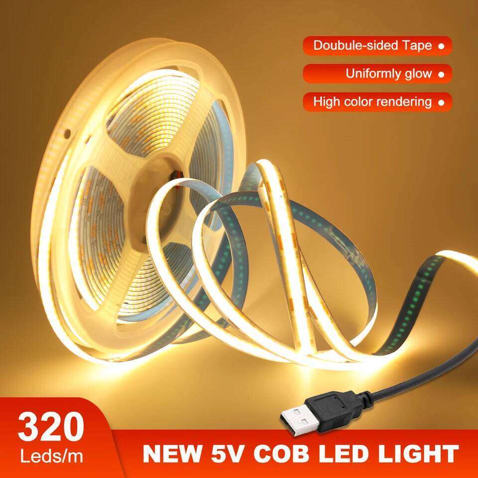 Super Bright USB DC5V COB Led Light Strip 320LED/m High Density Flexible Linear Lighting Warm/Natural/White 50cm 1m 2m 3m 4m 5m Z260206