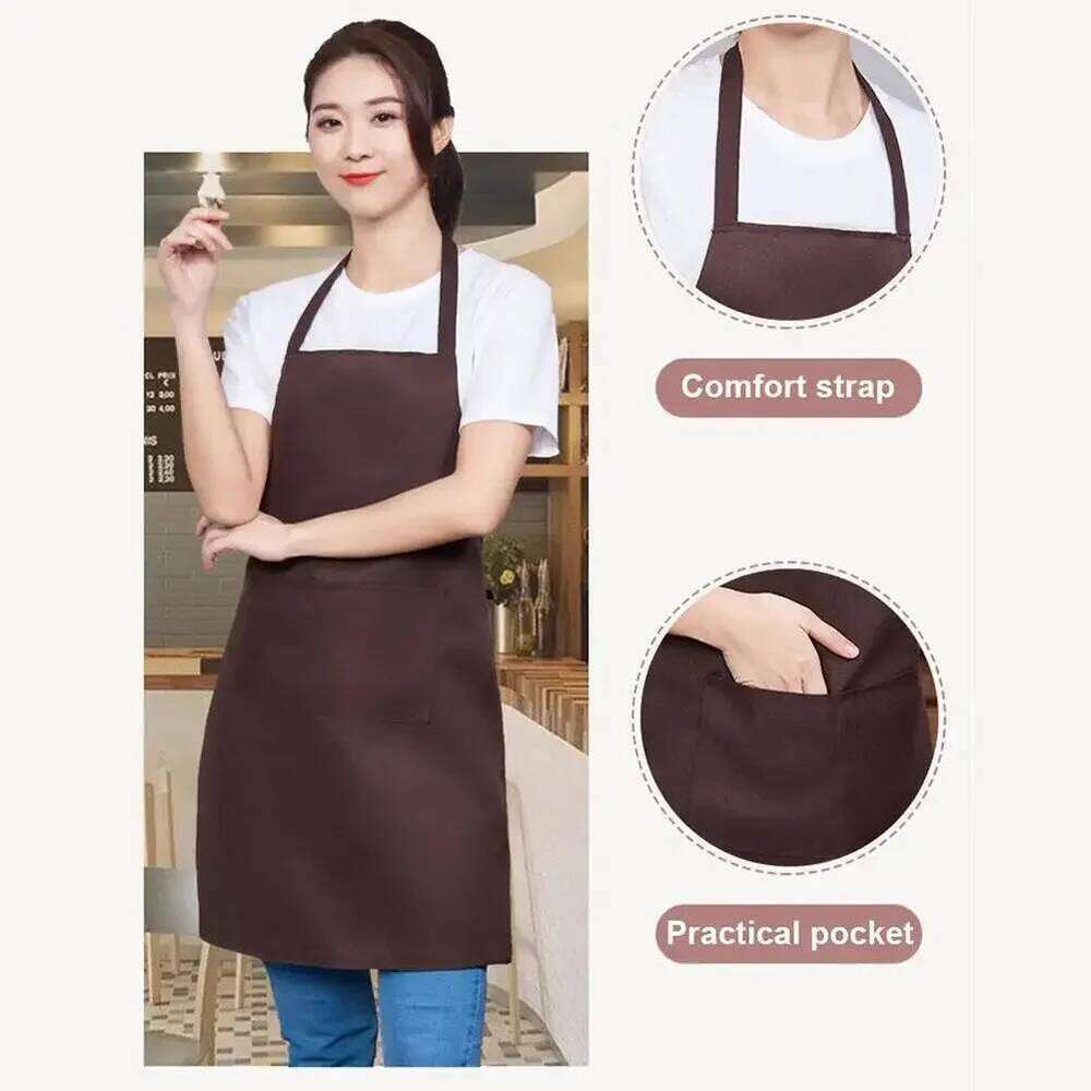 Adjustable Cooking Unisex Waterproof Dust-proof Waiter Hairdresser Chef Dirt-resistant Solid Sleeveless Apron Pocket S260205