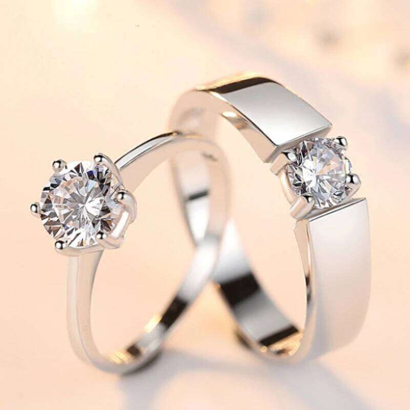 New Simple Couple Rings Silver Color Sun Moon Adjustable Open Ring For Women Men Wedding Fashion Jewelry Gifts W260206