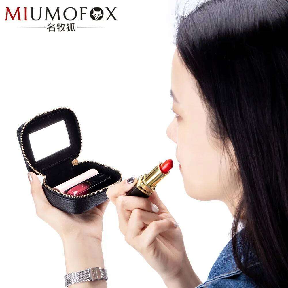 Mini Portable Cosmetic Leather Storage Bag New Envelope Small Lipstick Case Mirror Y260206