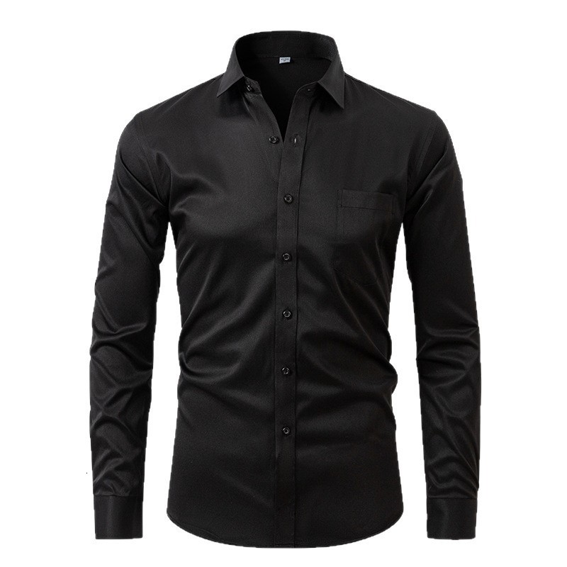 Purple Mens Bamboo Fiber Dress Shirt Slim Fit Long Sleeve Chemise Homme Non Iron Easy Care Formal Shirt For Men 240818