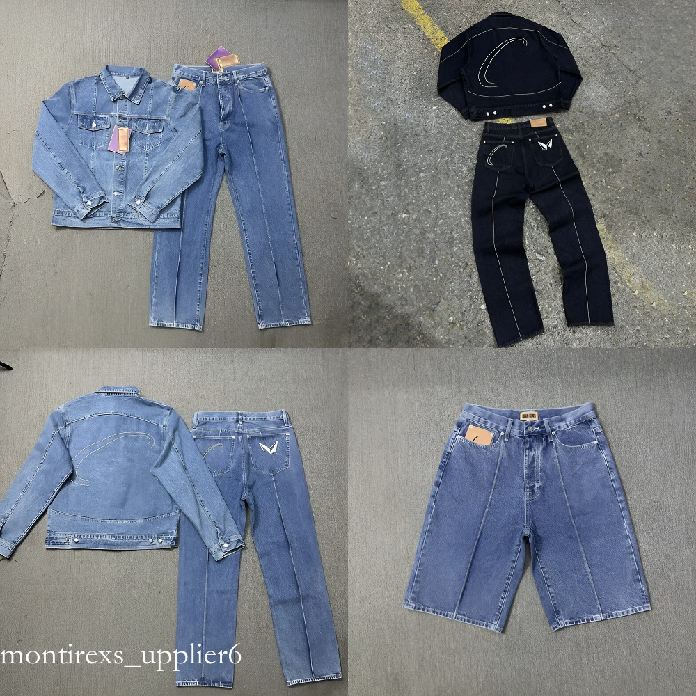 Top Designer Men's Tracksuits Embroidered Logo Vintage Hip Hop Denim Suit High Street Denim Jacket Loose Straight Jeans Streewear Two Piece Set 2