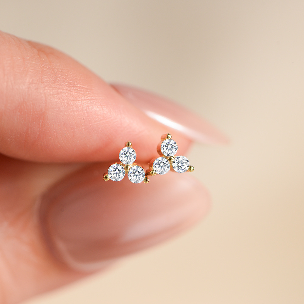 s925 sterling silver diamond-studded earrings, elegant and light luxury ins-style floral micro-inlaid zircon geometric earrings