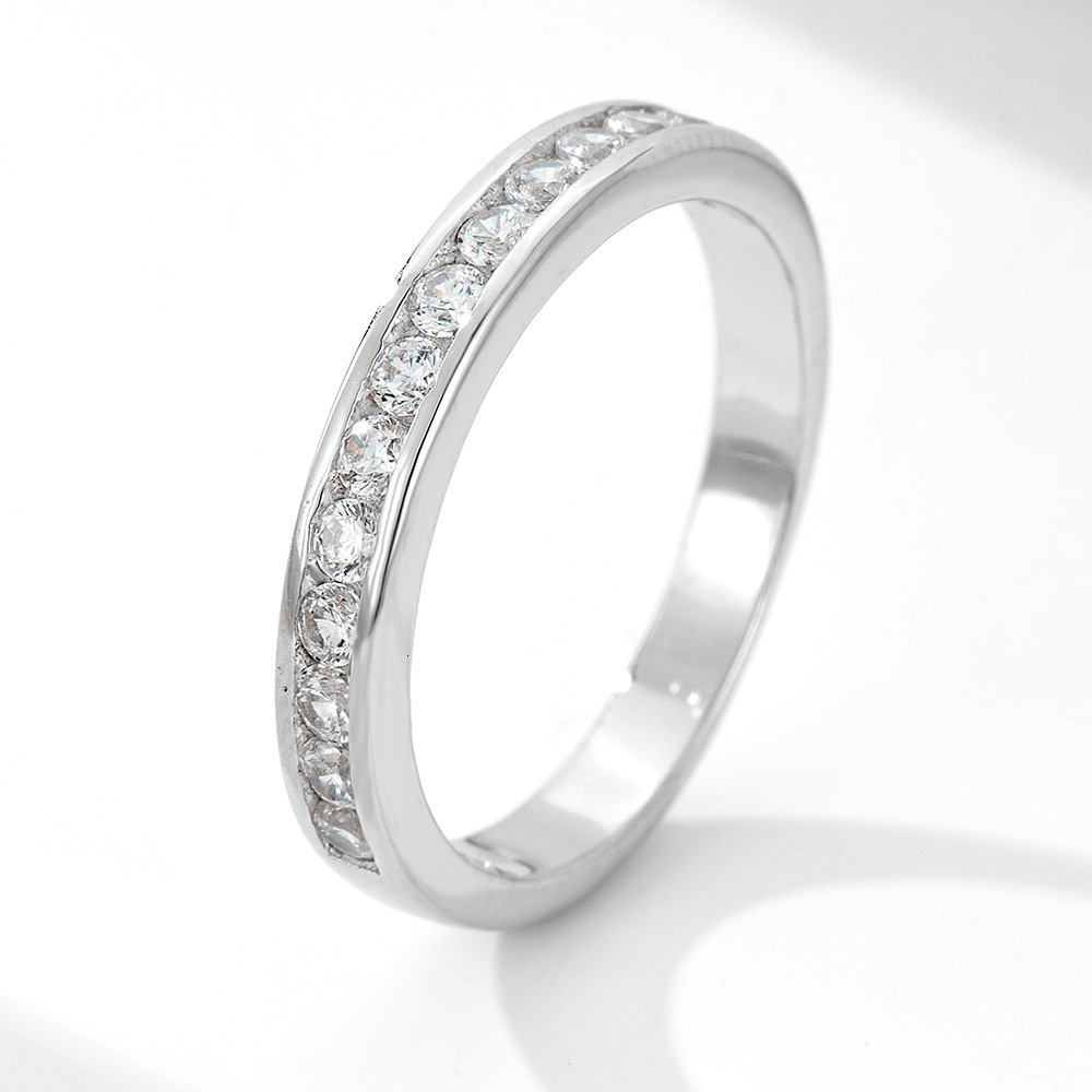 925 sterling silver 2mm zircon ring women, style, simple and fashionable, versatile for everyday wear, single row diamond ring, hand jewelry