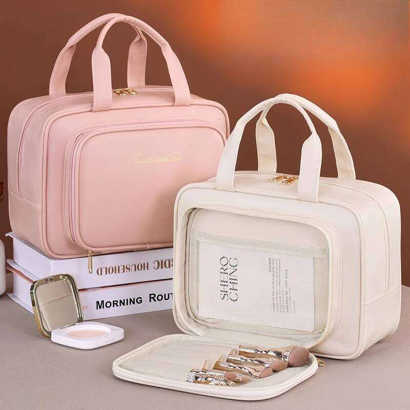 Pu Fashion Tote Women Makeup Large Capacity Travel Organizer Cosmetic Toiletry Pouch Portable Zipper Make up Storage Bag Y260206