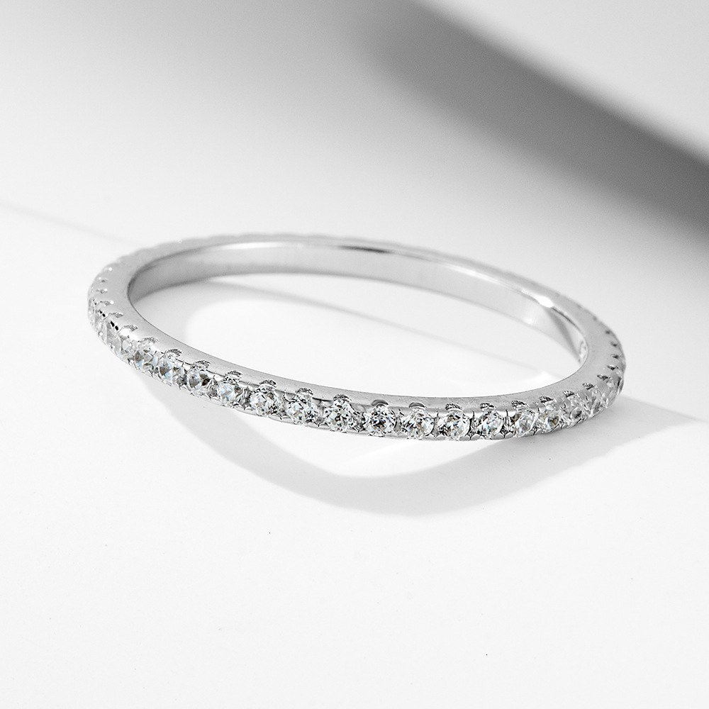 women's sterling silver niche and unique full-diamond zirconia ring set, combination rings, simple hand jewelry