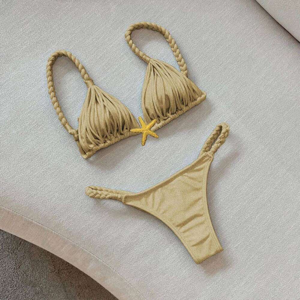2025 New Five-pointed Star Brazilian Bikini Swimwear Women's Braided Rope Swimsuit Two Piece Set Female Sexy Mujer Beachwear Z260206