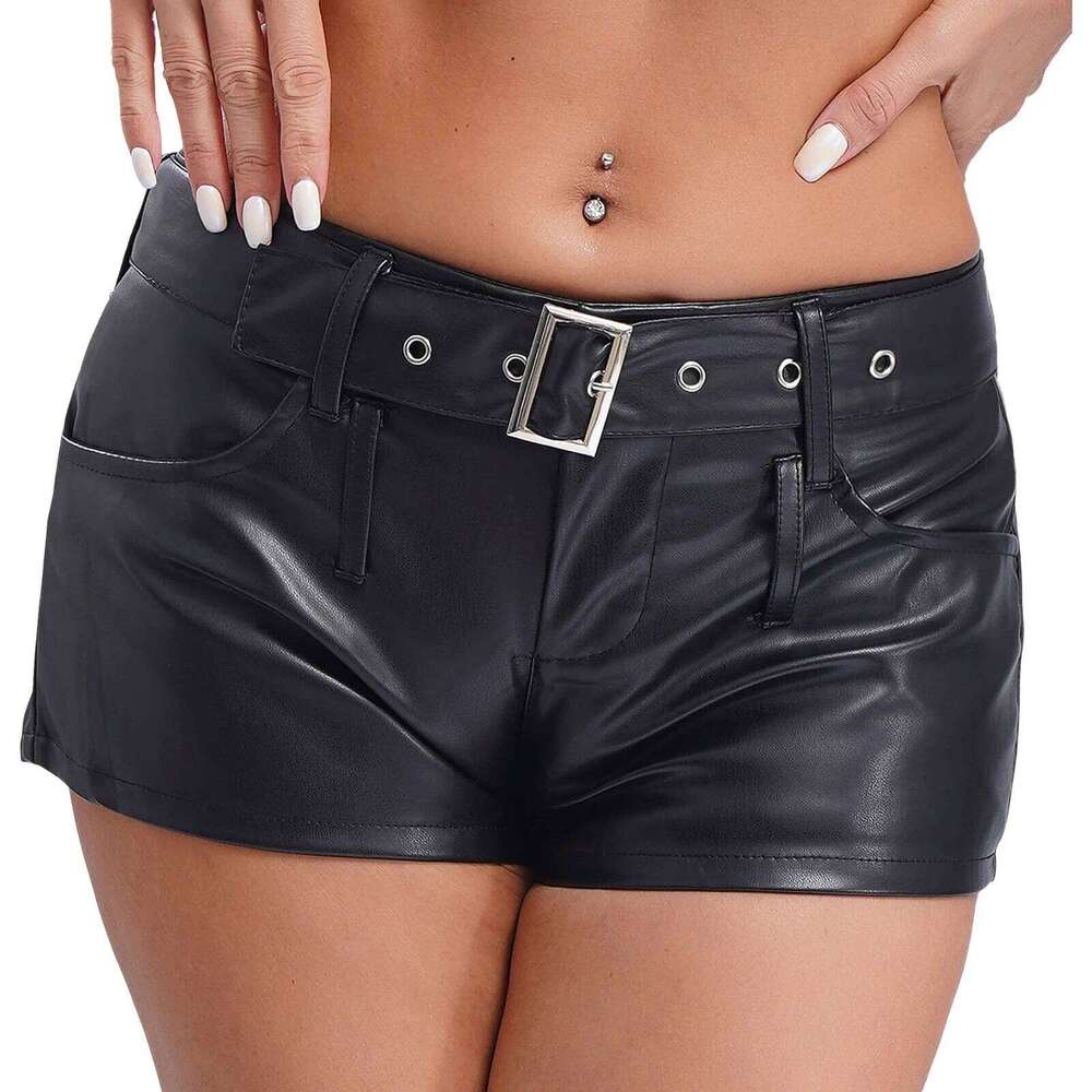 Women Fashion Faux Leather Booty with Belt Hot Pants Rave Carnival Party Shorts for Club Pole Dancing Music Festival XJ260206