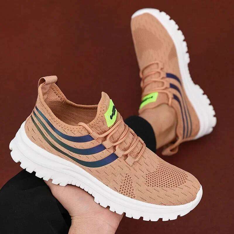 Spring Breathable Sports Men's Casual Running Hollow Mesh Lightweight Anti Slip Work Shoes Sneakers Men