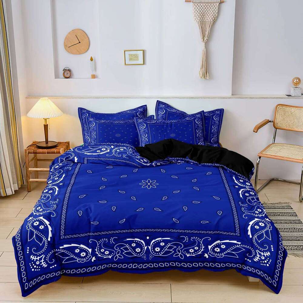3pcs Stylish Paisley Cover Set Bandanna Pattern With Pillowcases For Bedroom And Dorm Room Decor1 Duvet Cover+2 Pillowcase XJ260206