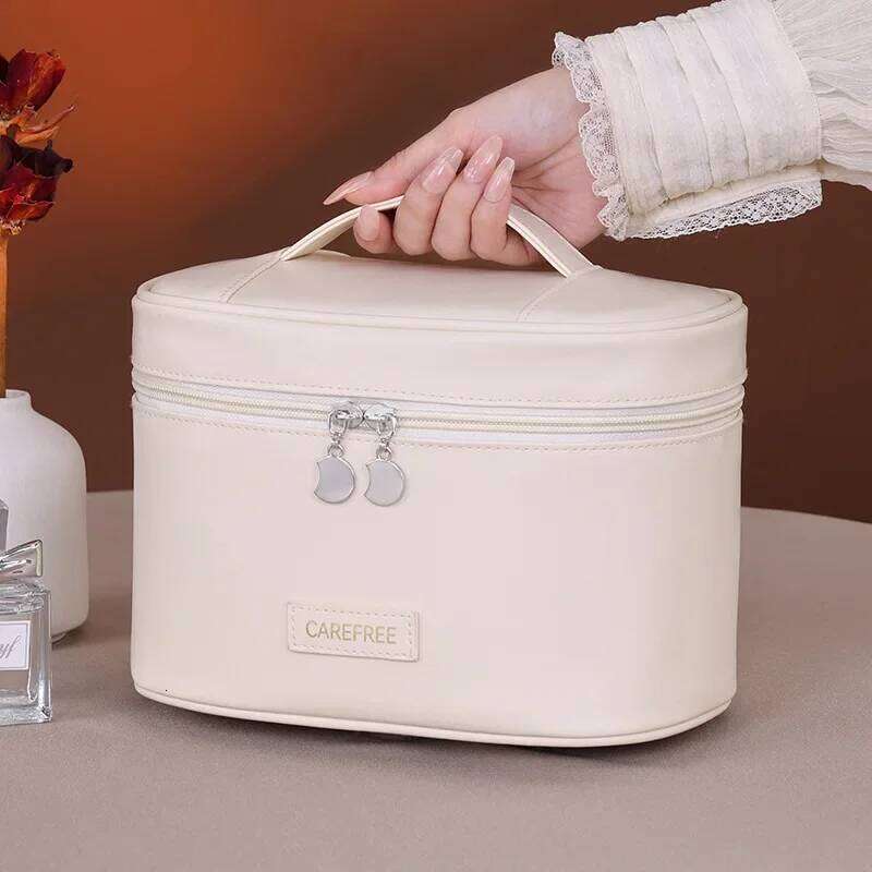 Bag for Women Large Capacity Travel Cosmetic Organizer with Brush Holder Waterproof Toiletry Pouch Portable Makeup Case Y260206