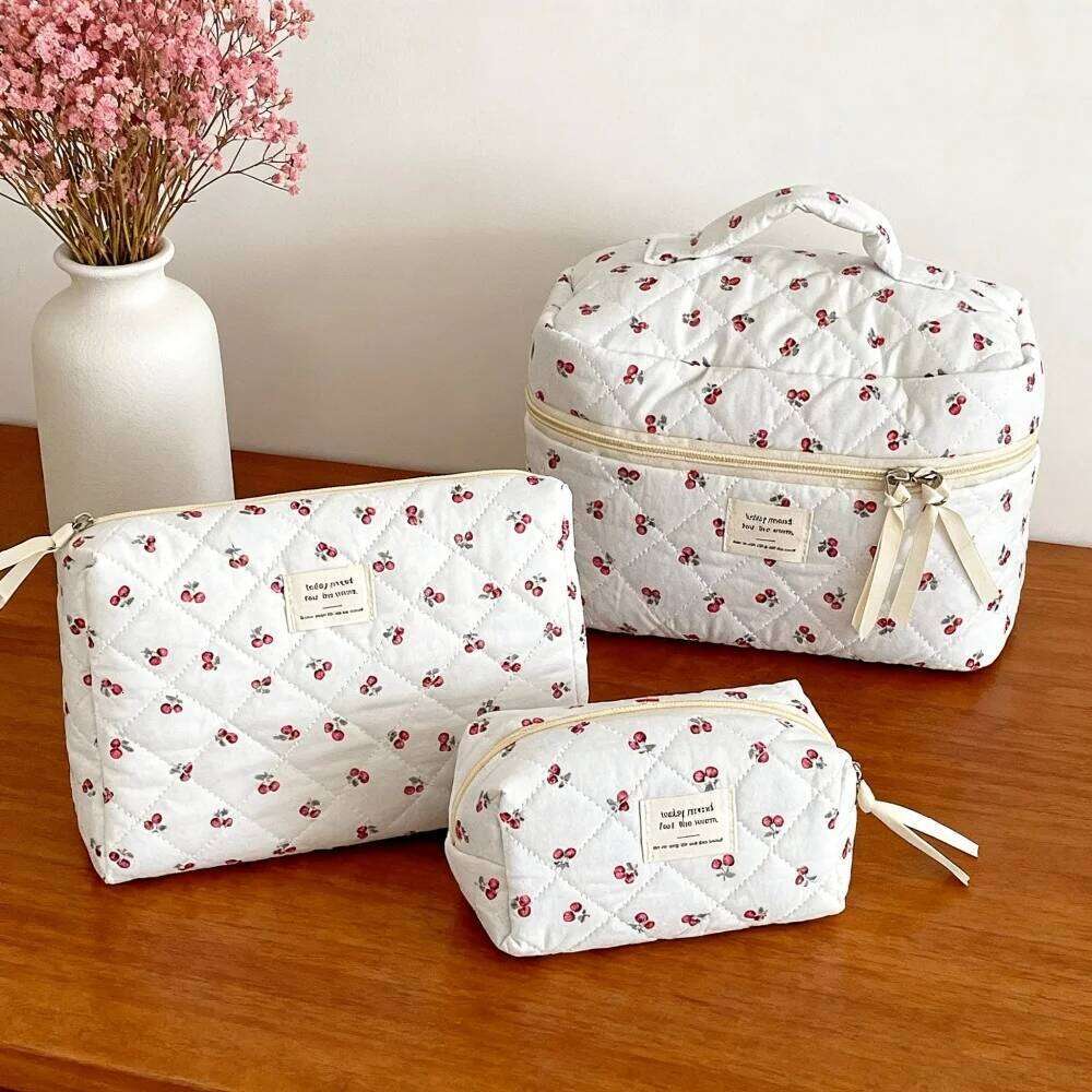 and Cosmetics Organizer Women's Necessaire Gifts for Women Cherry Makeup Cosmetic Cute Large Capacity Pouch Y260206