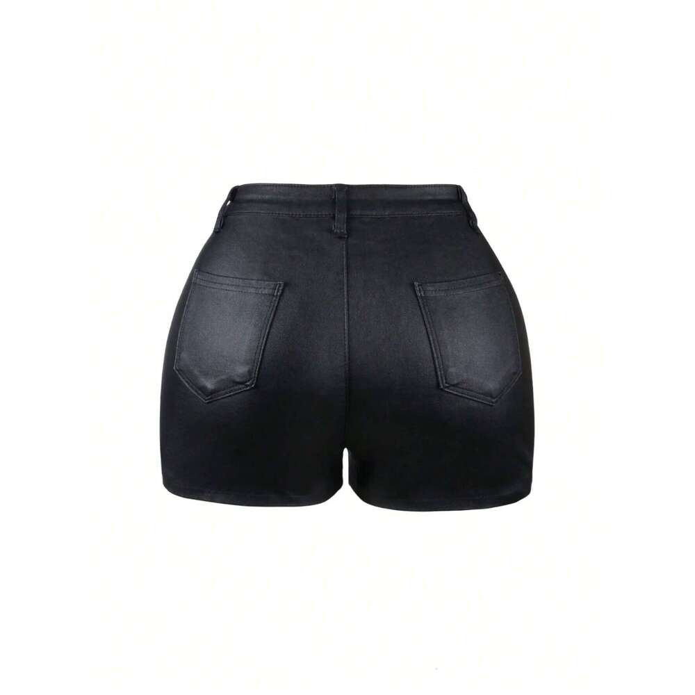 Women's Shorts Summer New Fashion PU Leather Slim Tight Pants Sexy Nightclub Black Skinny Y2K Short for Female Clubwear C260206
