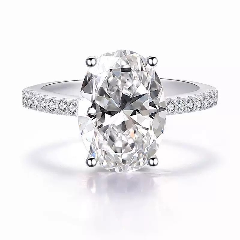 Custom Jewelry Factory 14k/18k Real Gold Large IGI Certified Oval Cut 4ct Lab Grown Diamond Engagement Ring