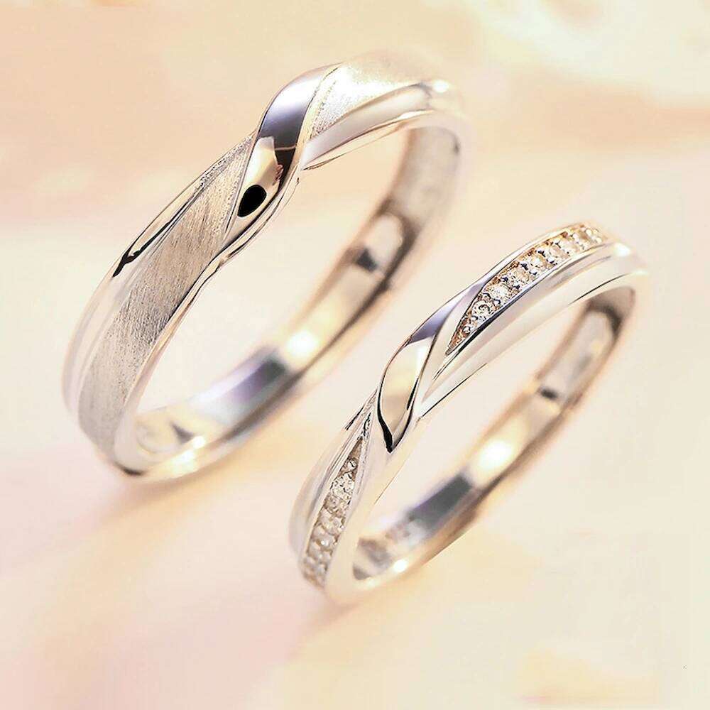 1 Pair Copper Plated Platinum Adjustable Frosting Twist Couple Ring Men Women Overlap Opening Finger Jewelry Deop Shipping W260206