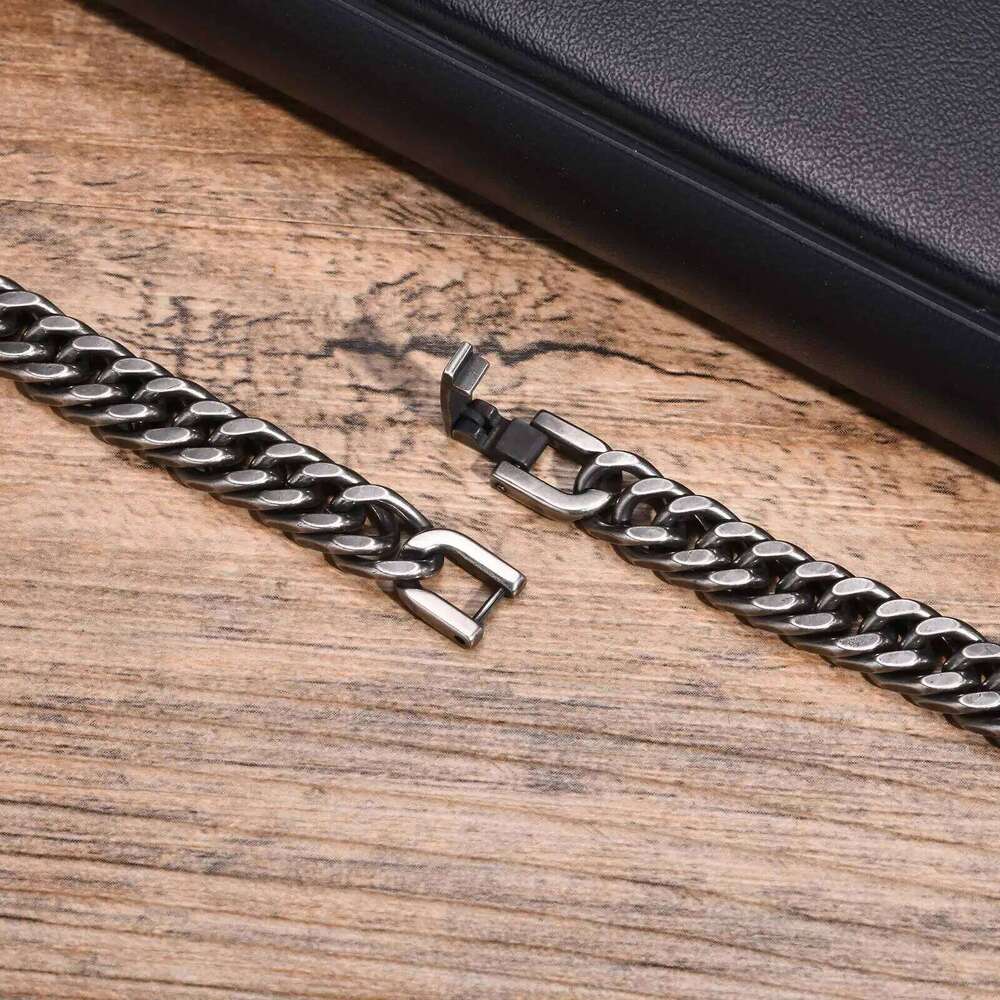 Vintage Cuban Bracelets for Men,8/10/12mm Stainless Steel Curb Chain Link Wristband,Punk Classic Jewelry Gifts 26H0206