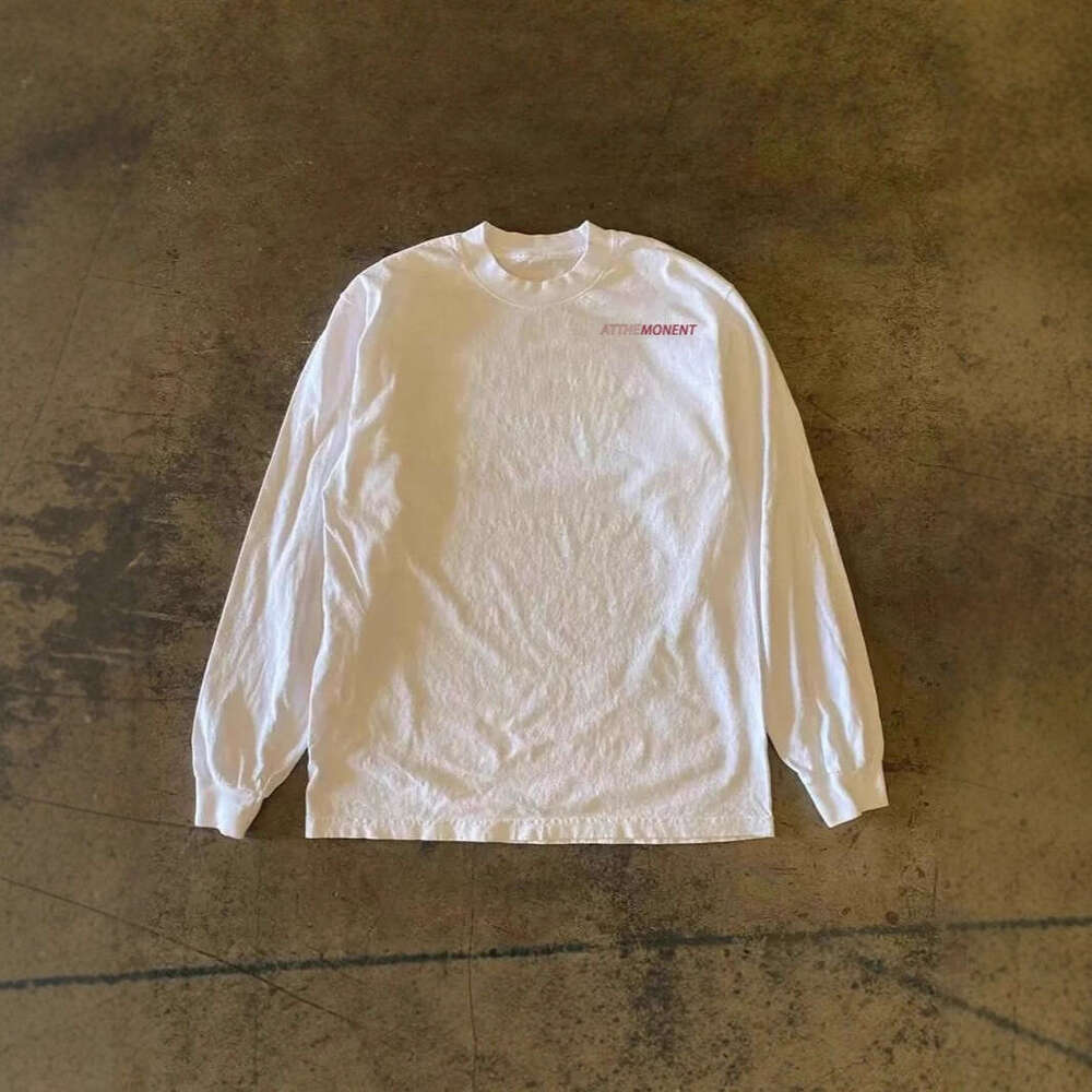 300g heavyweight pure cotton! American retro style with small letter design print, unisex versatile long-sleeve T-shirt for autumn fashion