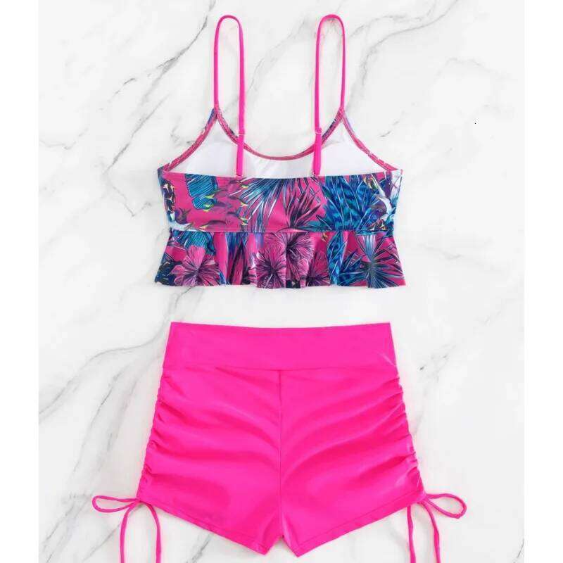 Summer Sexy Pink Swimsuits Tankini Set Female Two-piece Swimwear Beach Swim Wear Bathing Suits Pool Women's Swimming Suit 2026 XJ260206