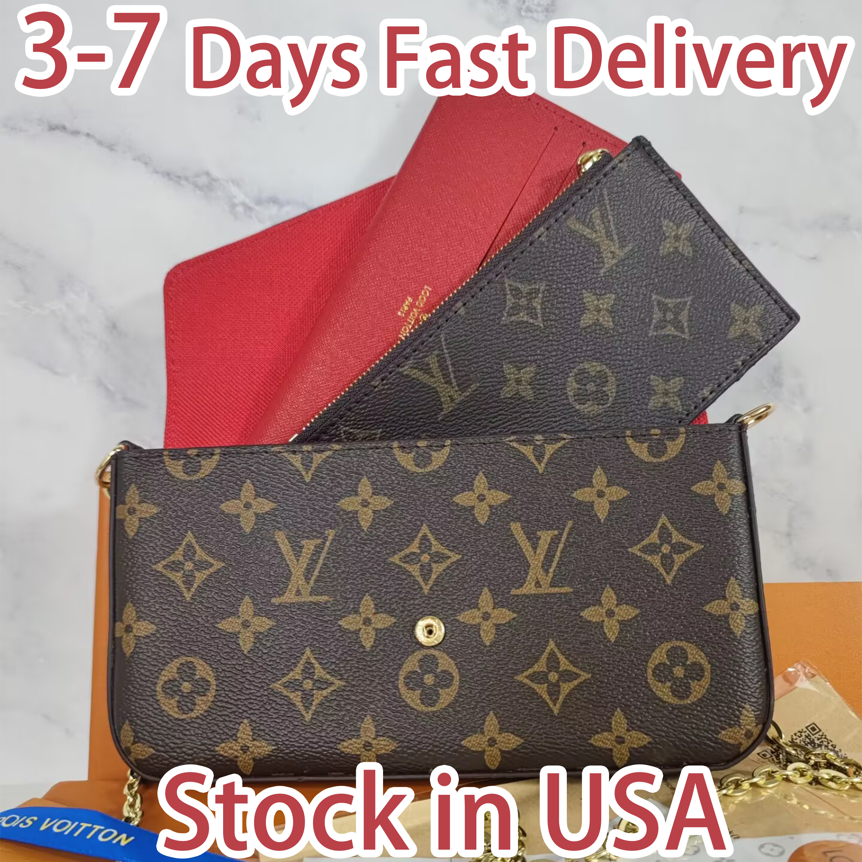 Designer Bag Luxury Bag Shoulder Bag Leather Bag Classic Vintage Print Wallet Gold Chain Handbag Three-In-One Multifunctional Bag High-Quality Versatile Piece