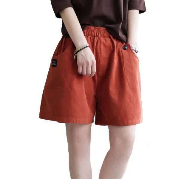 Retro Artistic Cotton Shorts Wide Leg Pants Casual Loose plus Size Women's Jeans Slimming Five-Quarter Length XJ260206