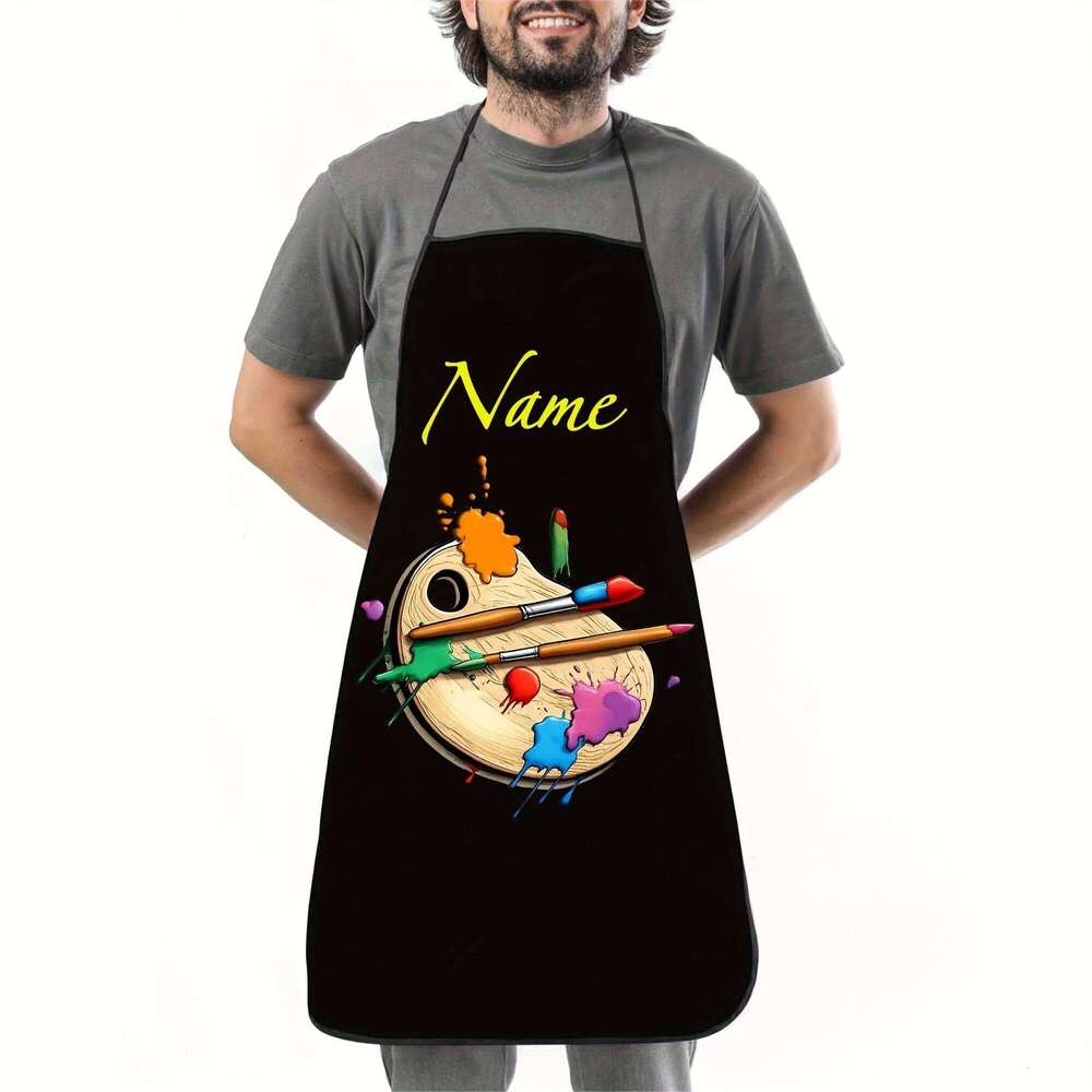 Personalized Artist Custom Name/Text Professional Palette Design Polyester Apron for Painting Cooking Baking Gift Aprons S260205