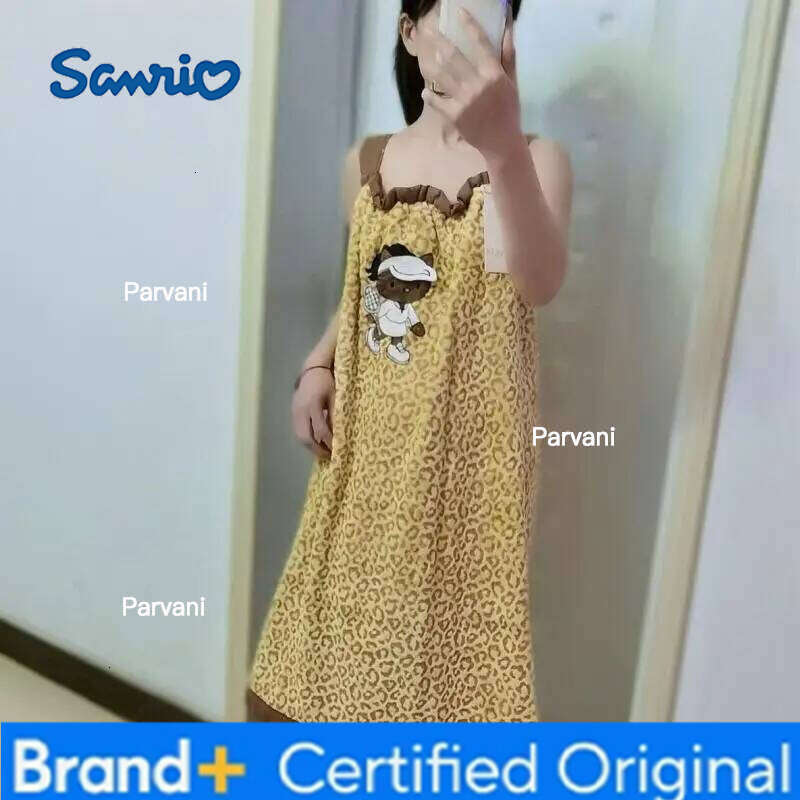 Sanrio Hello Kitty Sexy Bath Skirt Kawaii Cartoon Suspenders Night Dress Long Dresses Bathrobe Women's Home Clothes New Arrival H2602061 - view 3