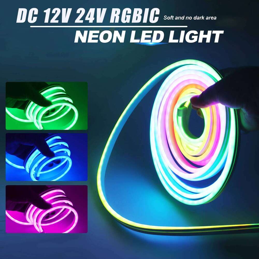 DC 12V 24V WS2811 RGBIC Dream Color Neon Light Waterproof 1M 3M 5M 10M Home Decor Flexible Ribbon Tape Rope LED Strip Z260206