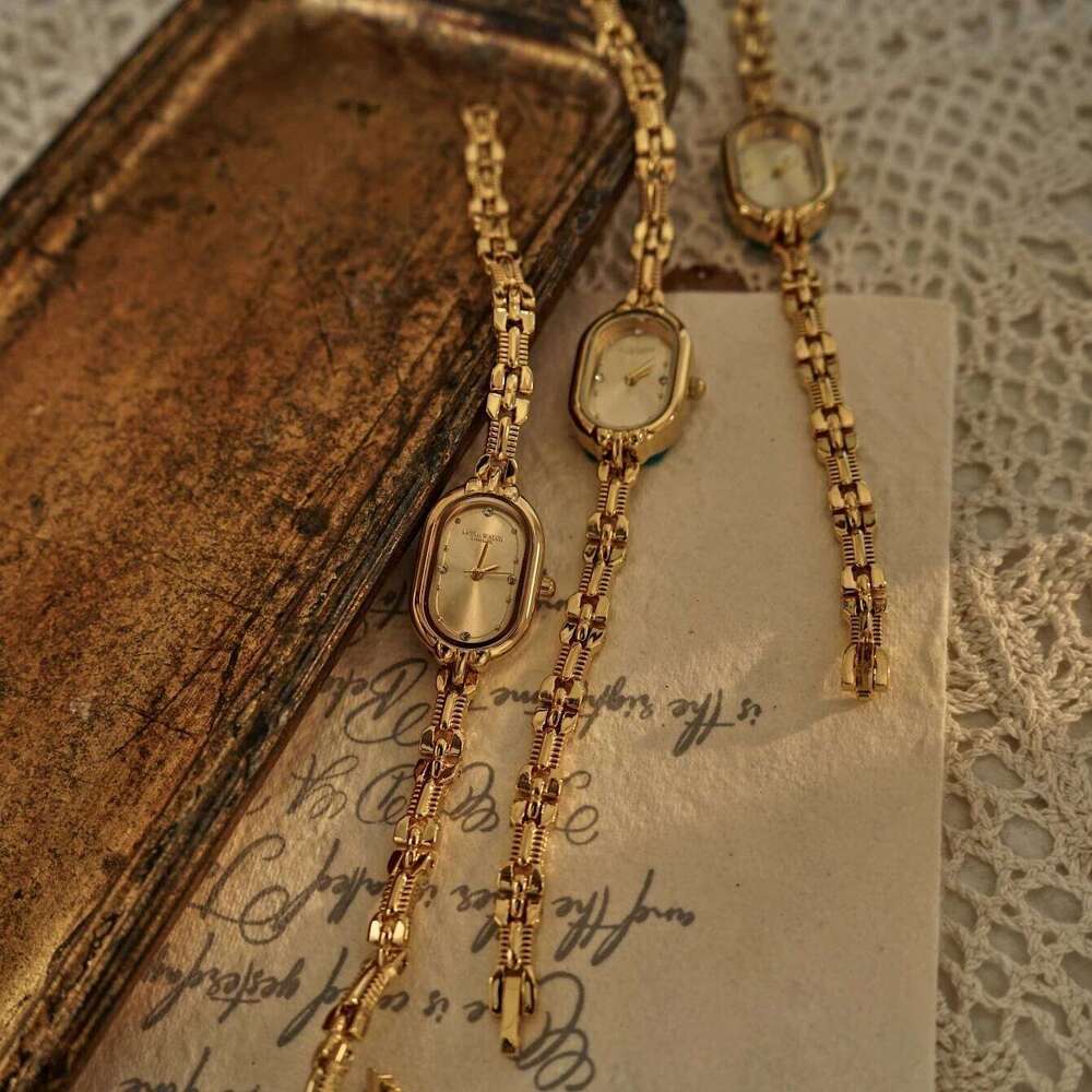 1 Piece of New Gold Bracelet Style Retro Casual Fashion Simple Accessible Luxury Elegant Versatile Waterproof Women's Quartz Watch Z260206